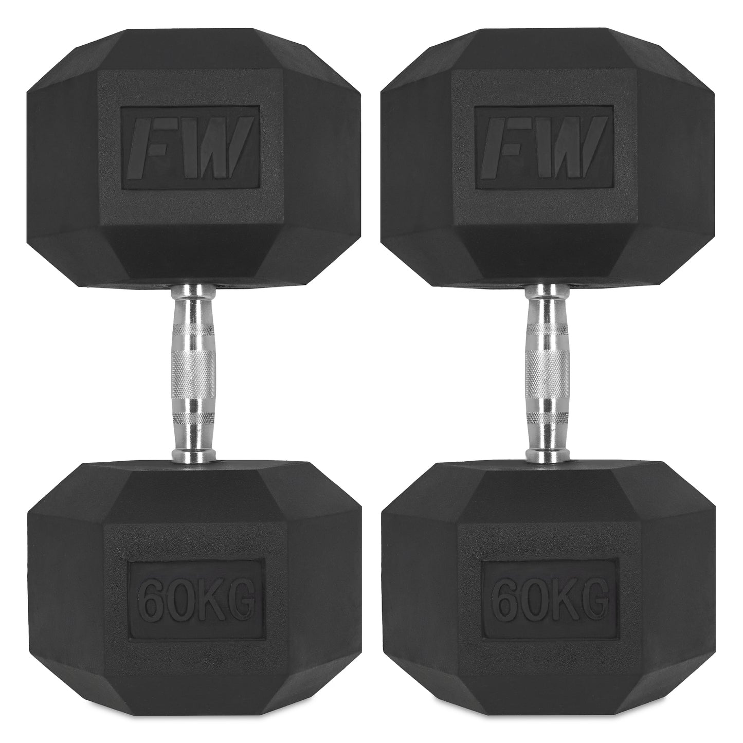 Rubber Hex Dumbbells Pair 2 X 60KG 