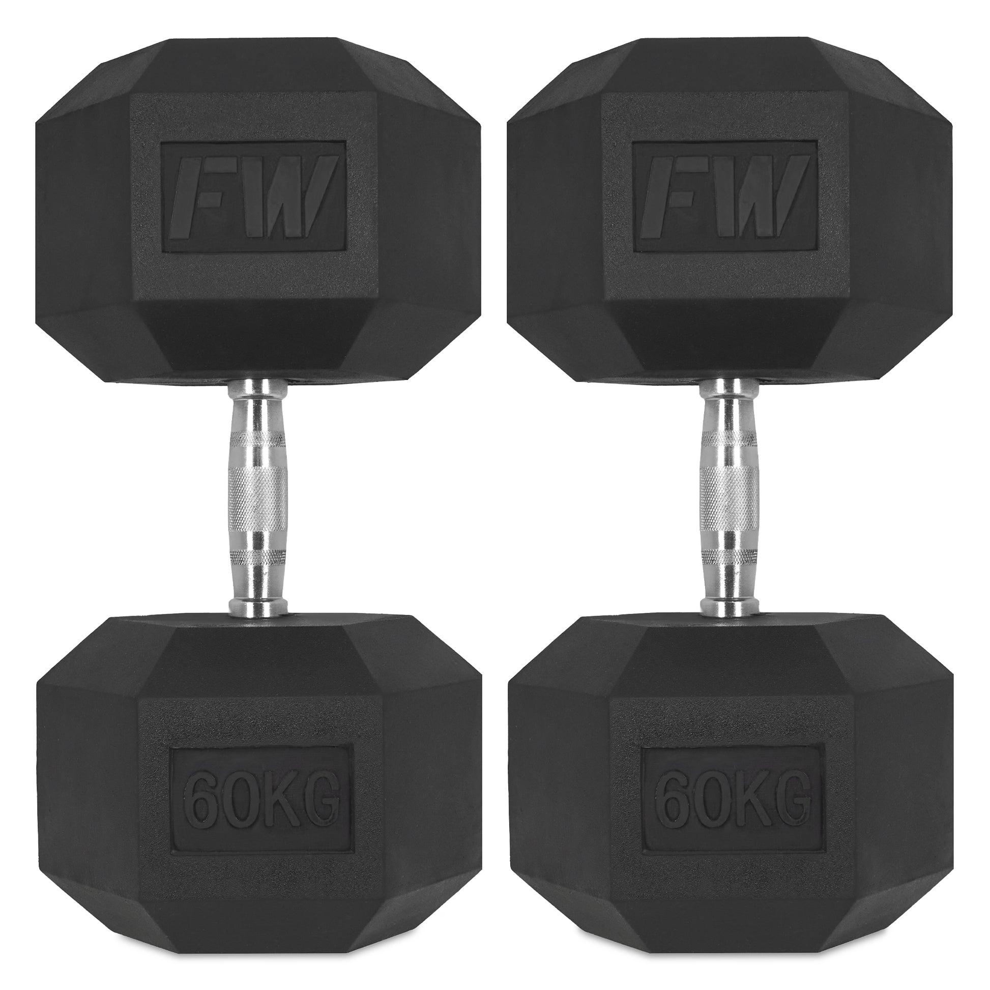Rubber Hex Dumbbells Pair 2 X 60KG 