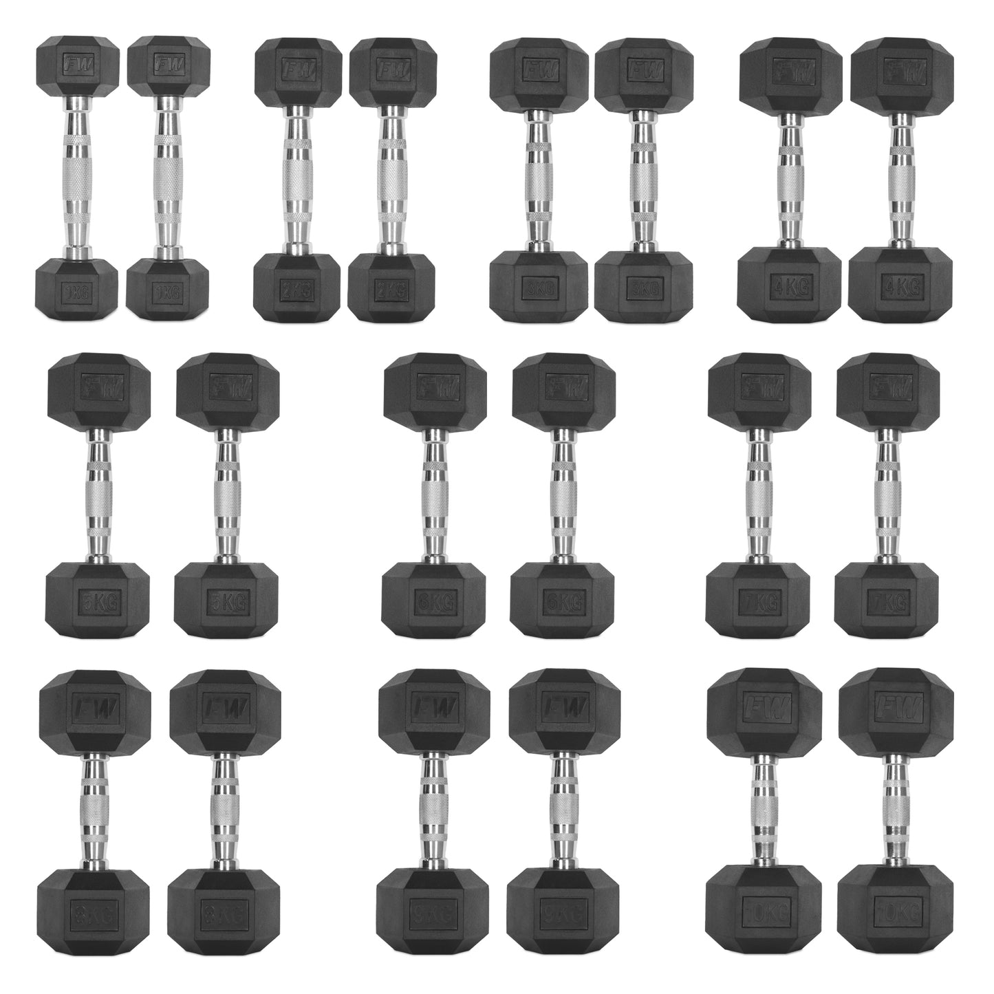 Rubber Hex Dumbbells Pair