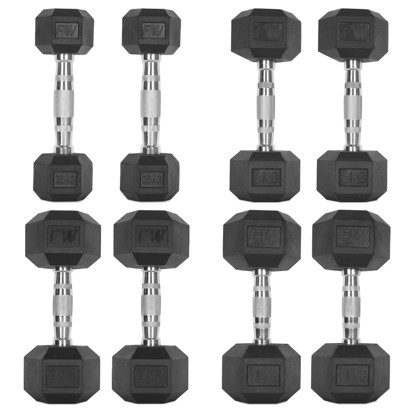Rubber Hex Dumbbells Pair