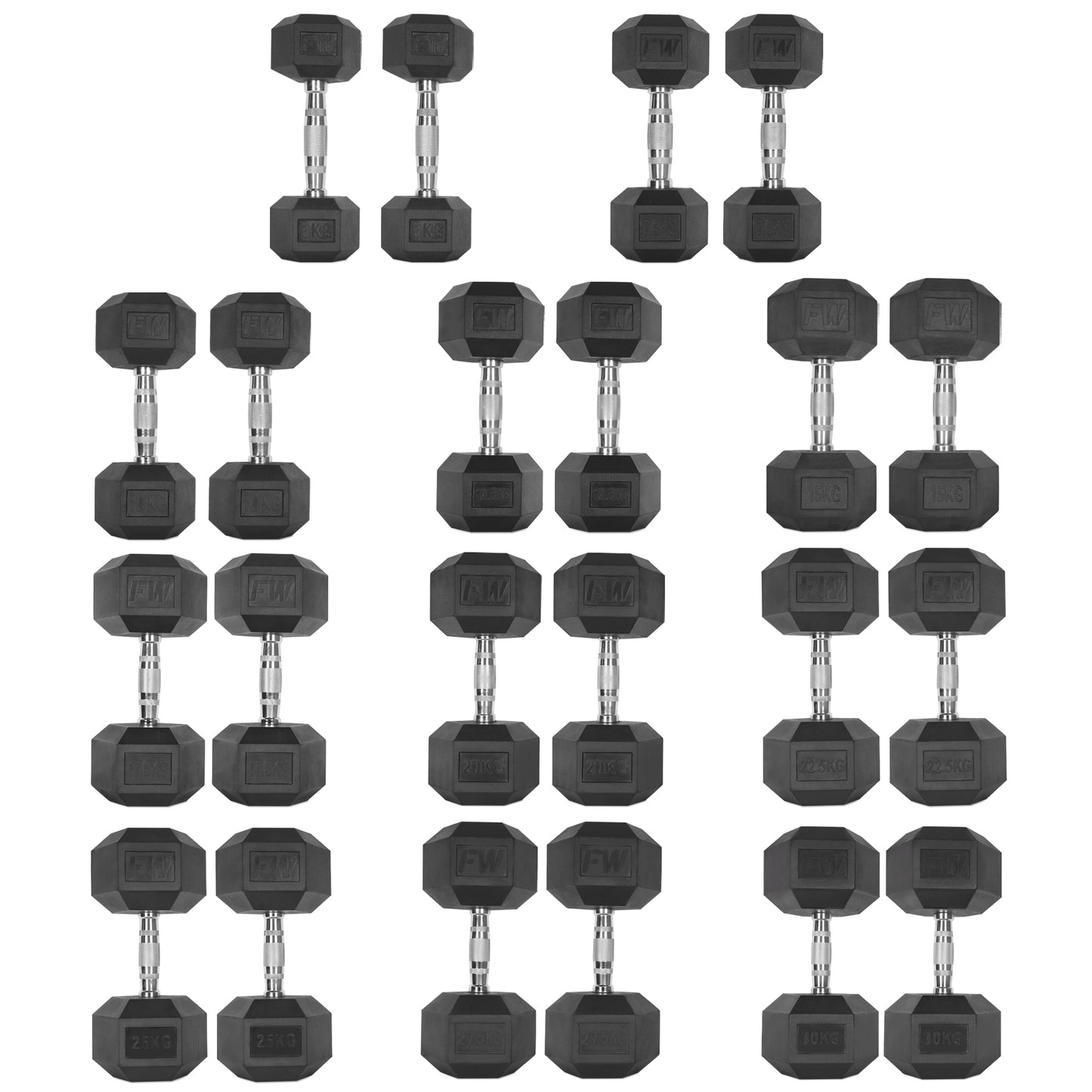 Rubber Hex Dumbbells Pair