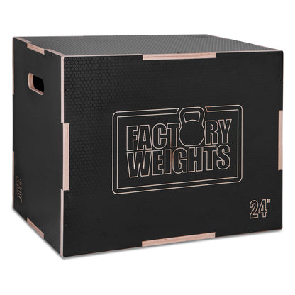 Pro Wooden Plyo Jump Box Black Non-Slip Surface 