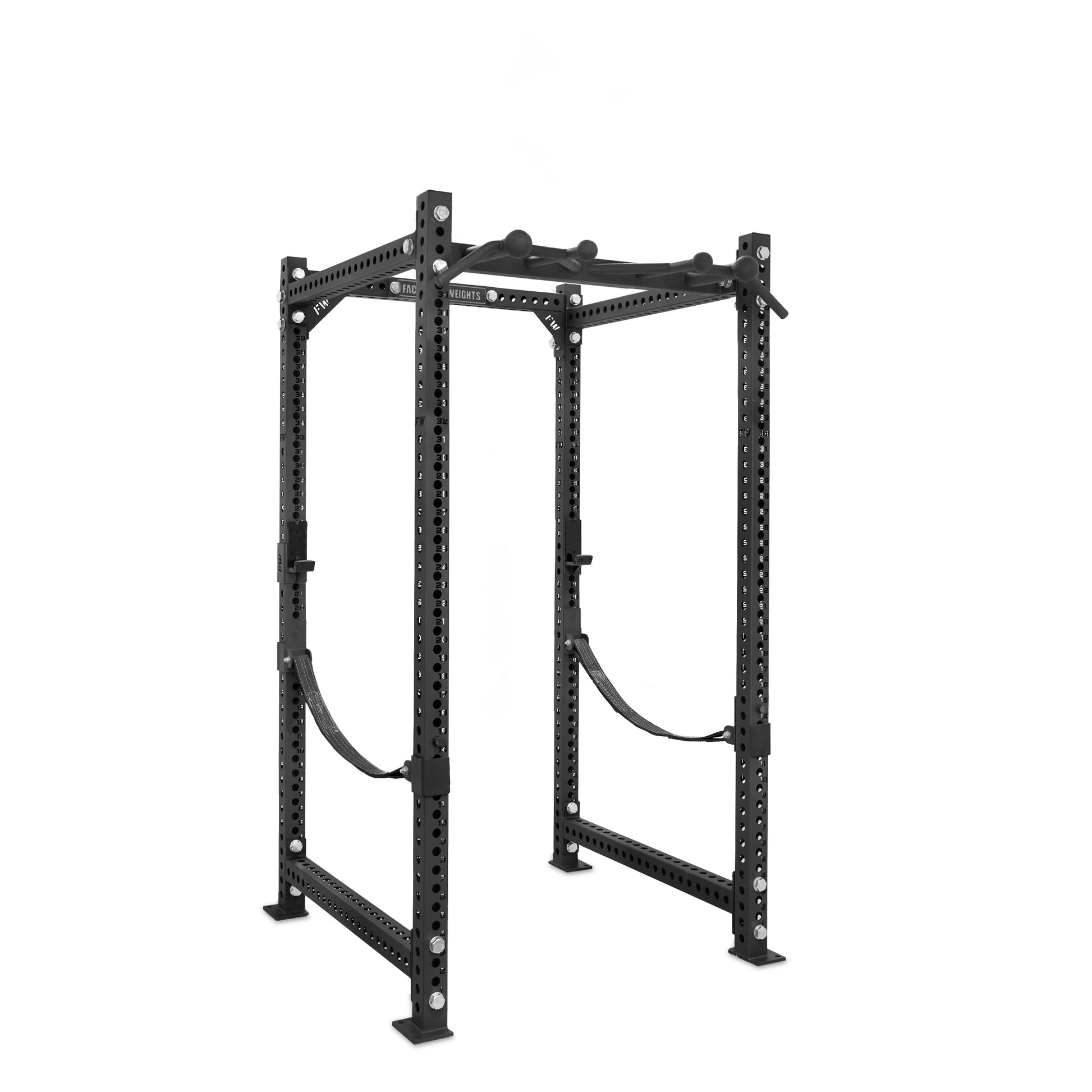 Regular Power Rack Black Omni Bar Webbed Catchers