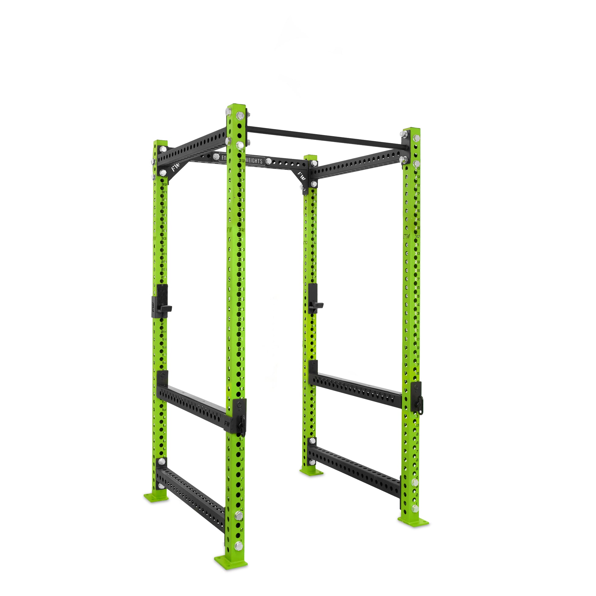 Regular Power Rack Green Standard Bar Flip Down Safety Bars