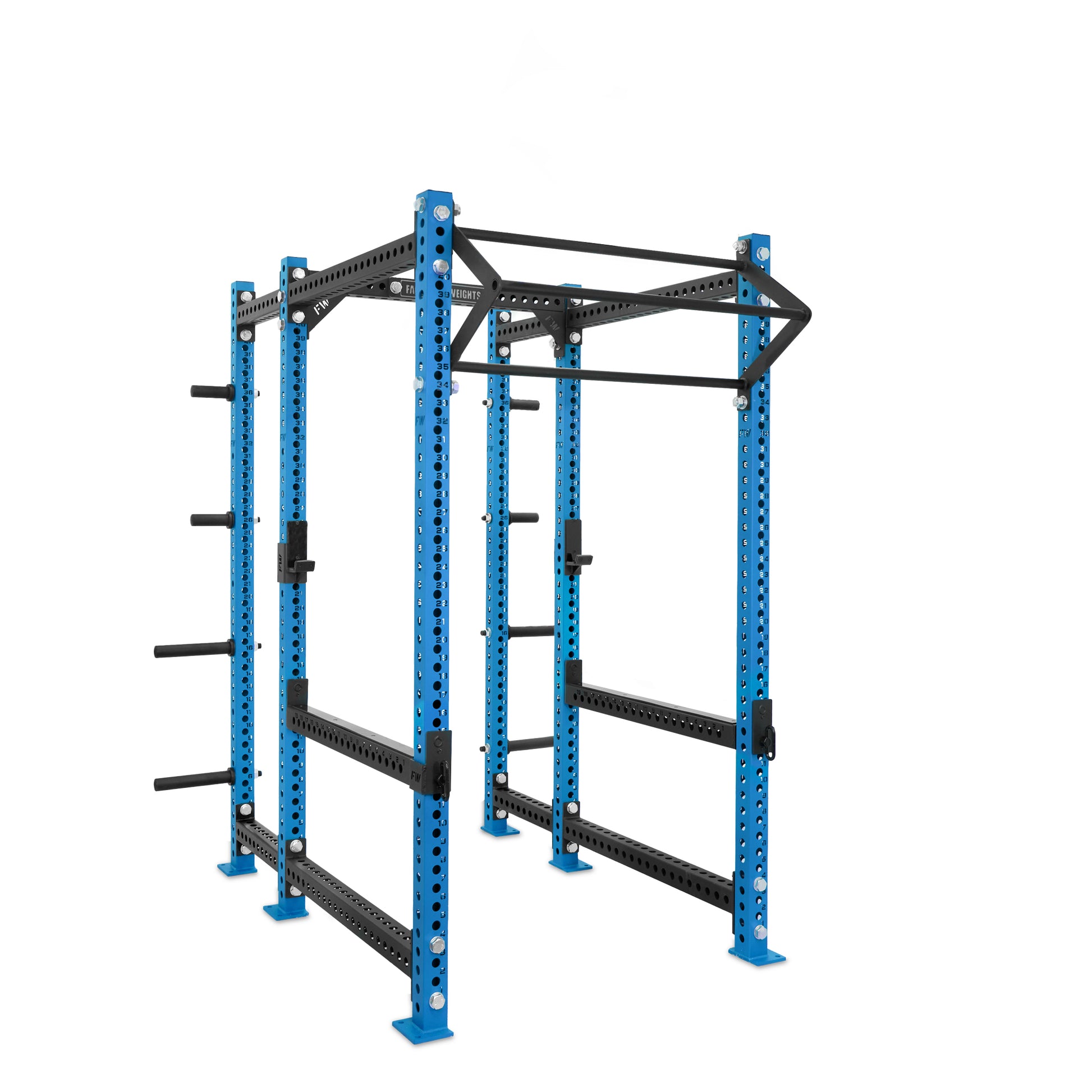 Regular Power Rack with Storage Blue Filthy North Bar Flip Down Safety Bars