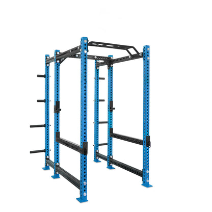 Regular Power Rack with Storage Blue Monkey Bar Flip Down Safety Bars