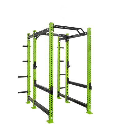 Regular Power Rack with Storage Green Monkey Bar Flip Down Safety Bars