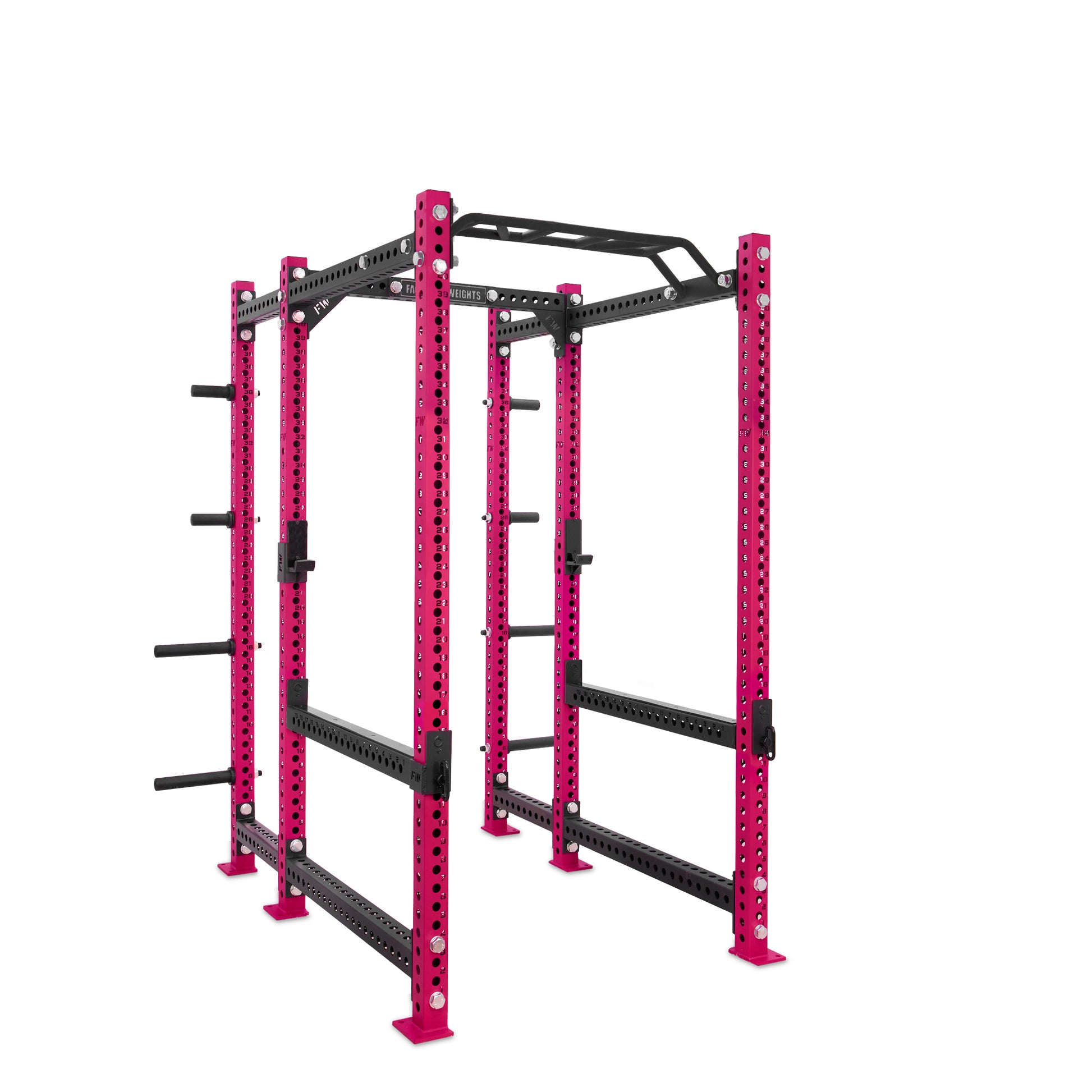 Regular Power Rack with Storage Pink Monkey Bar Flip Down Safety Bars