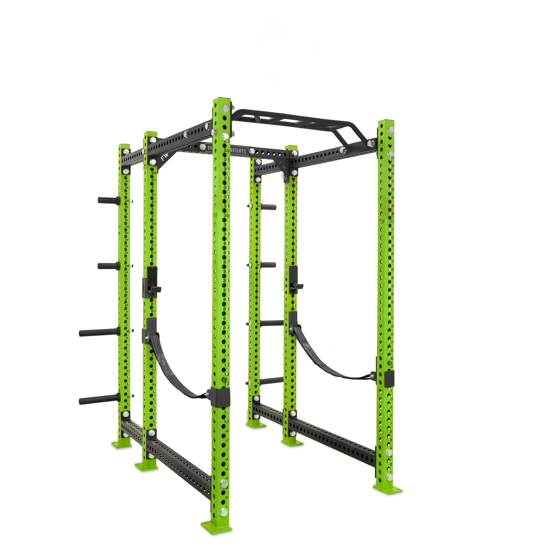 Regular Power Rack with Storage Green Monkey Bar Webbed Catchers