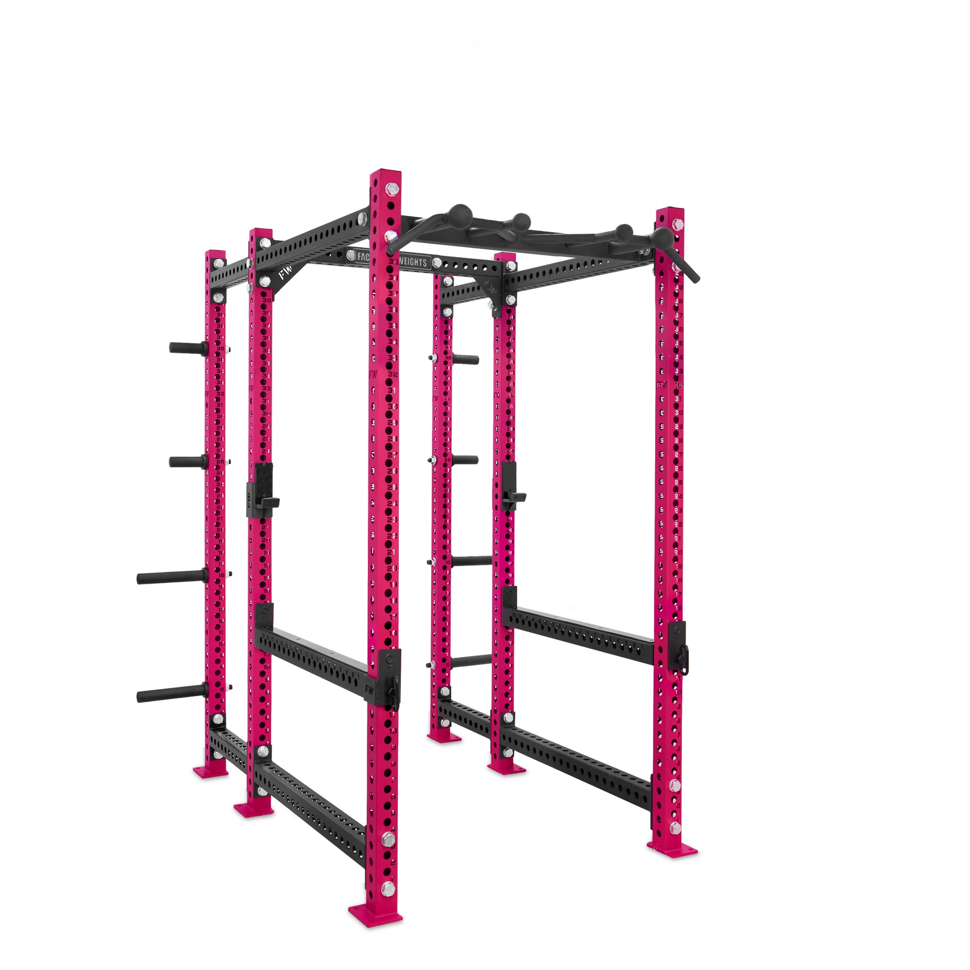 Regular Power Rack with Storage Pink Omni Bar Flip Down Safety Bars