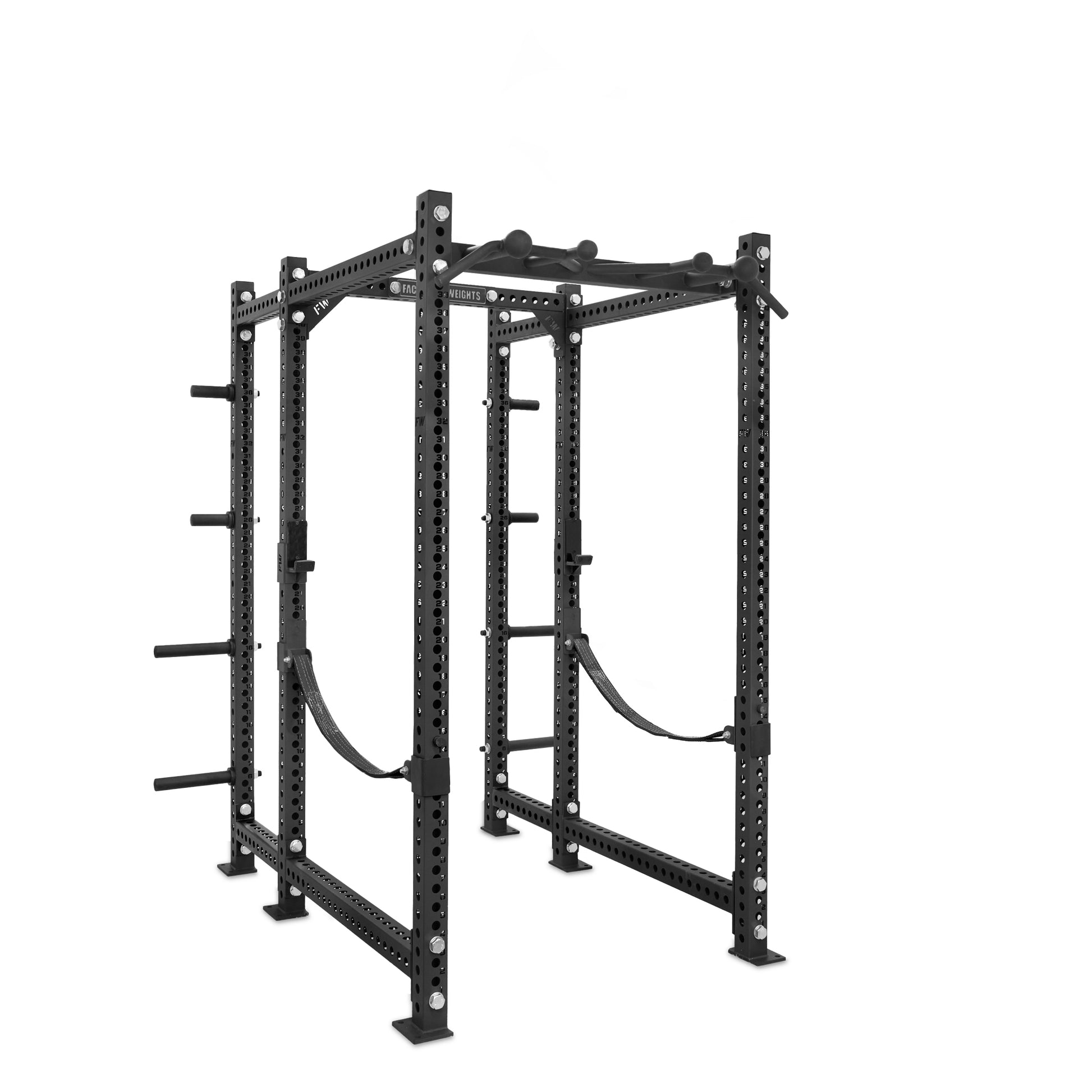 Regular Power Rack with Storage Black Omni Bar Webbed Catchers