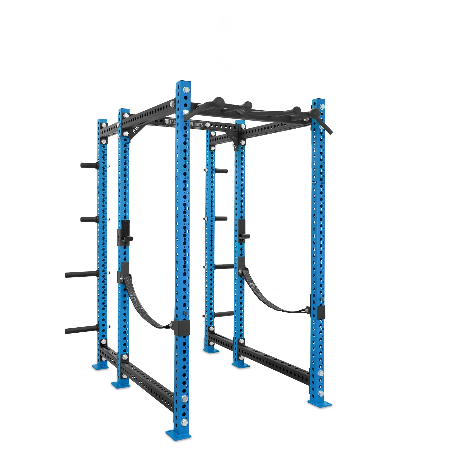 Regular Power Rack with Storage Blue Omni Bar Webbed Catchers