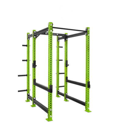 Regular Power Rack with Storage Green Standard Bar Flip Down Safety Bars
