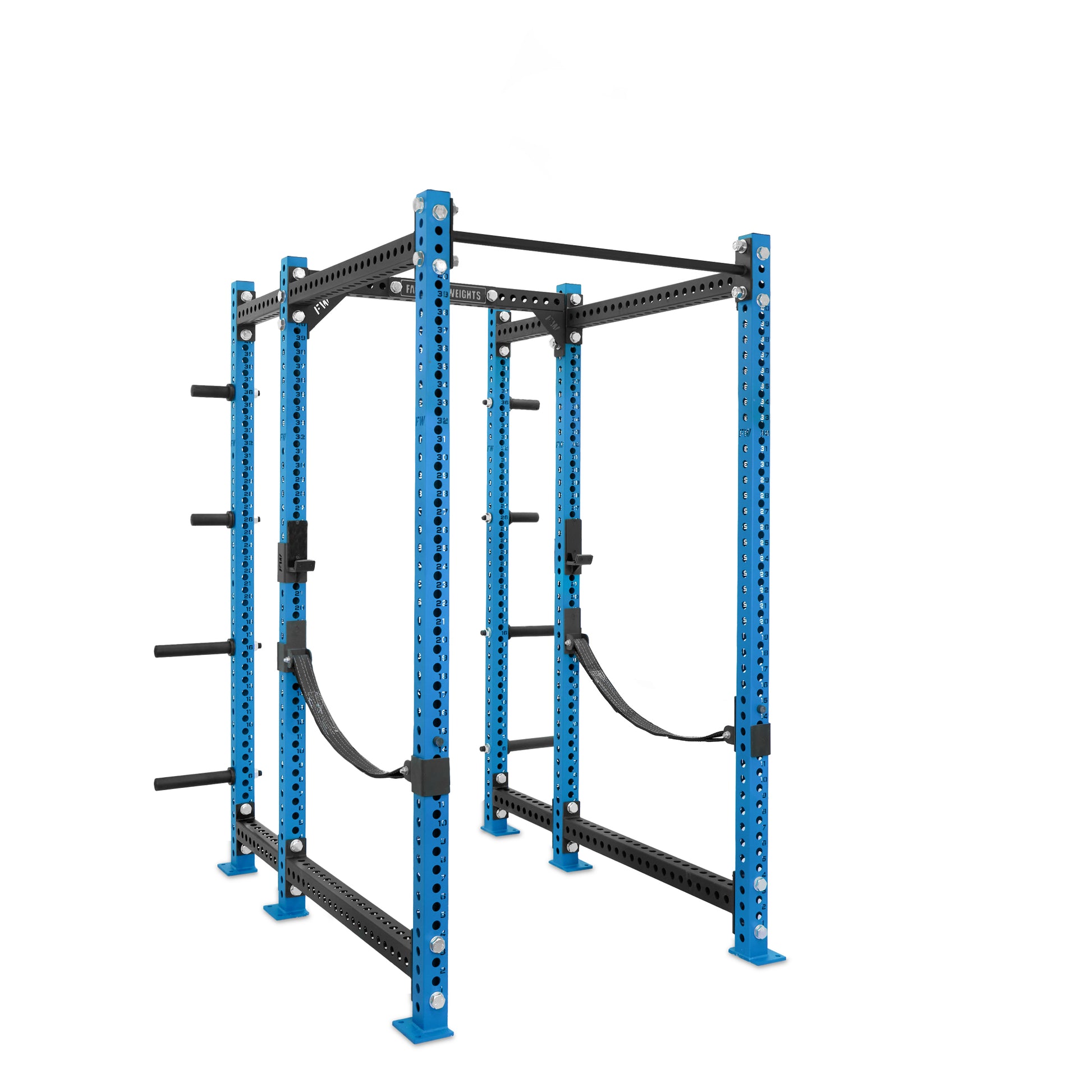 Regular Power Rack with Storage Blue Standard Bar Webbed Catchers