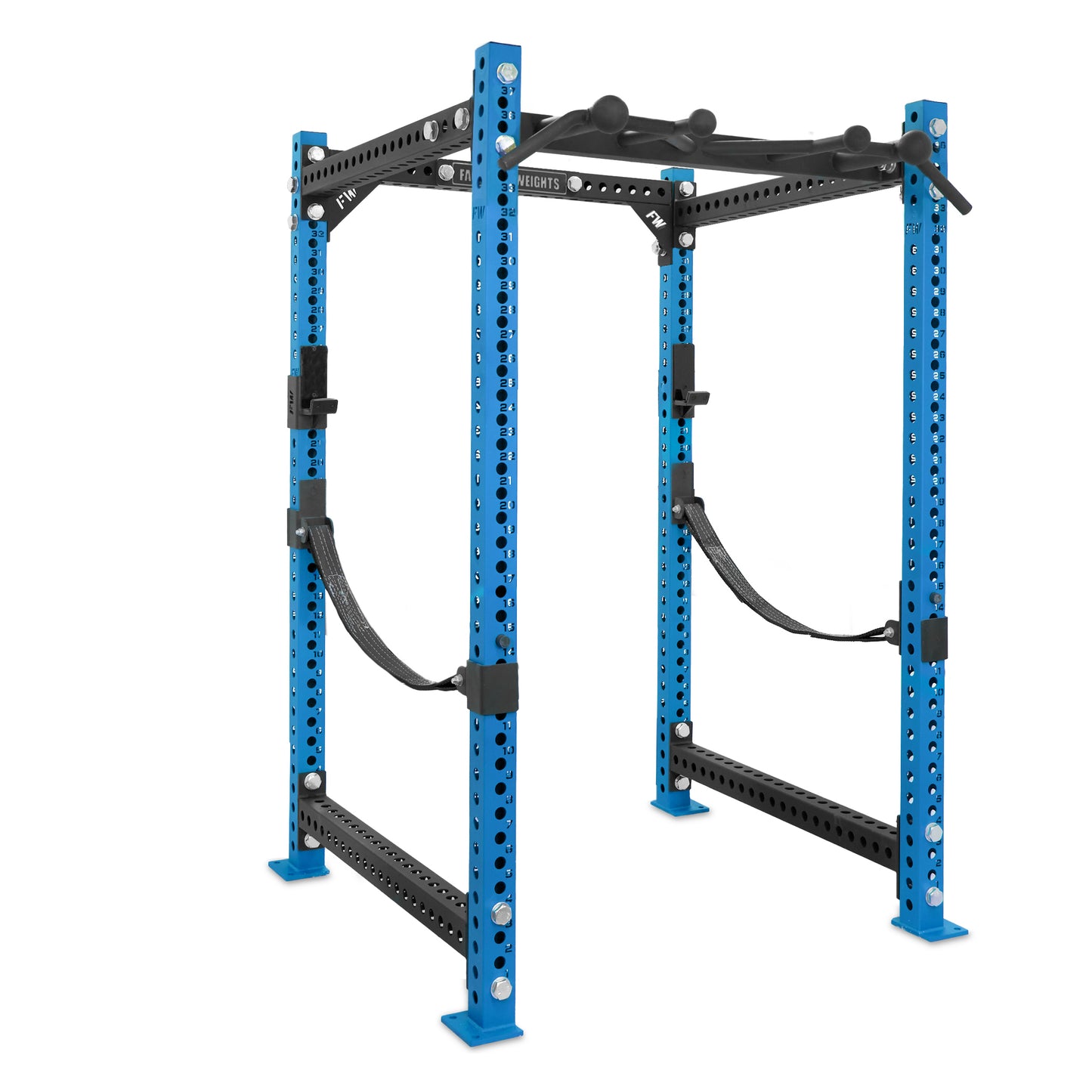 Short Power Rack Blue Omni Bar Webbed Catchers