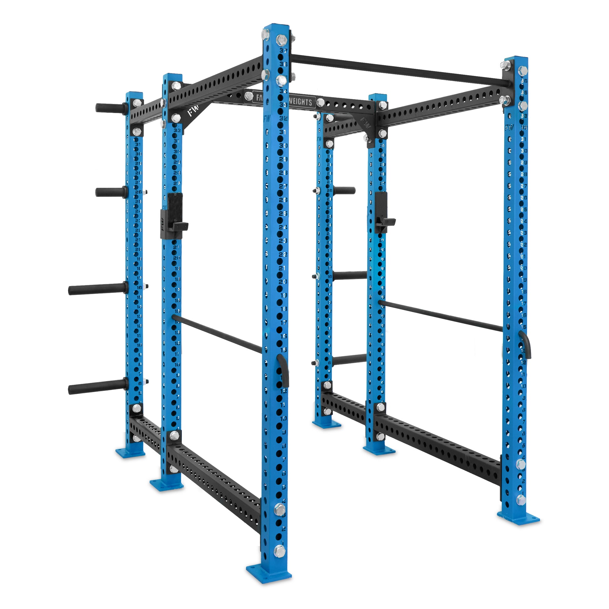 Short Power Rack with Storage Blue Standard Bar Safety Bars