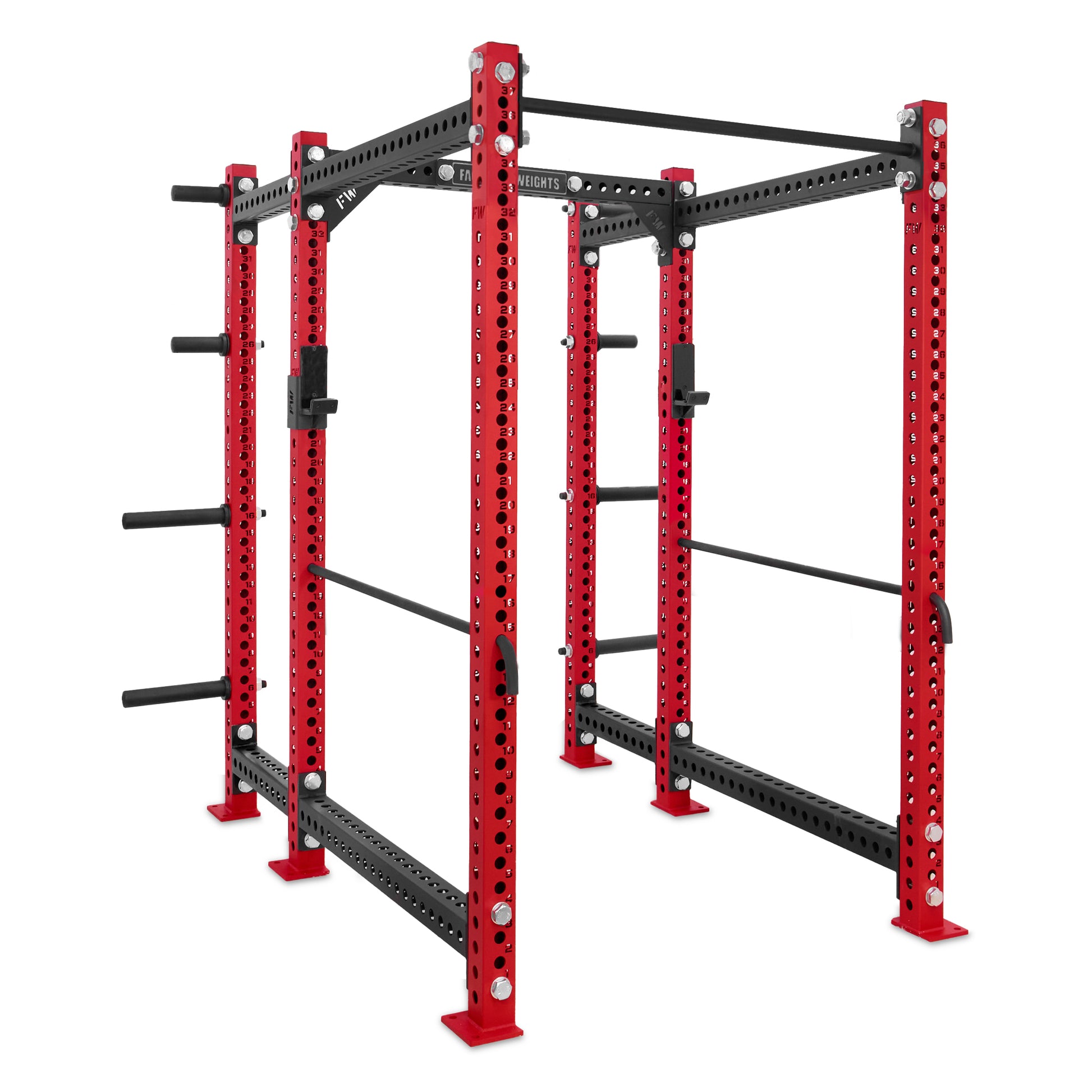 Short Power Rack with Storage Red Standard Bar Safety Bars