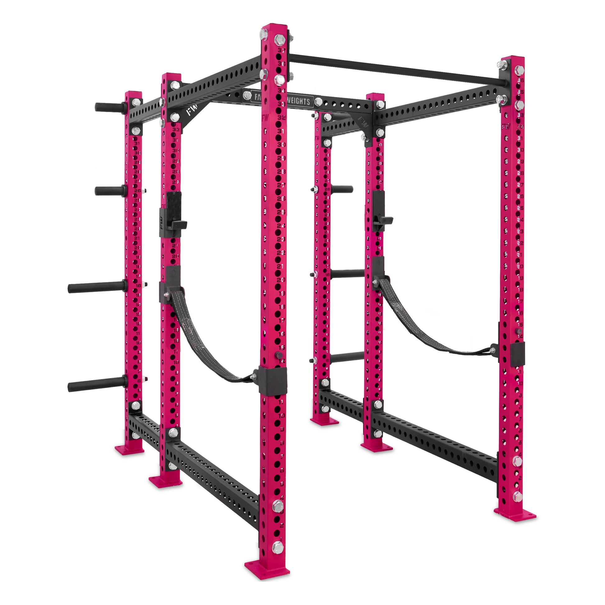 Short Power Rack with Storage Pink Standard Bar Webbed Catchers