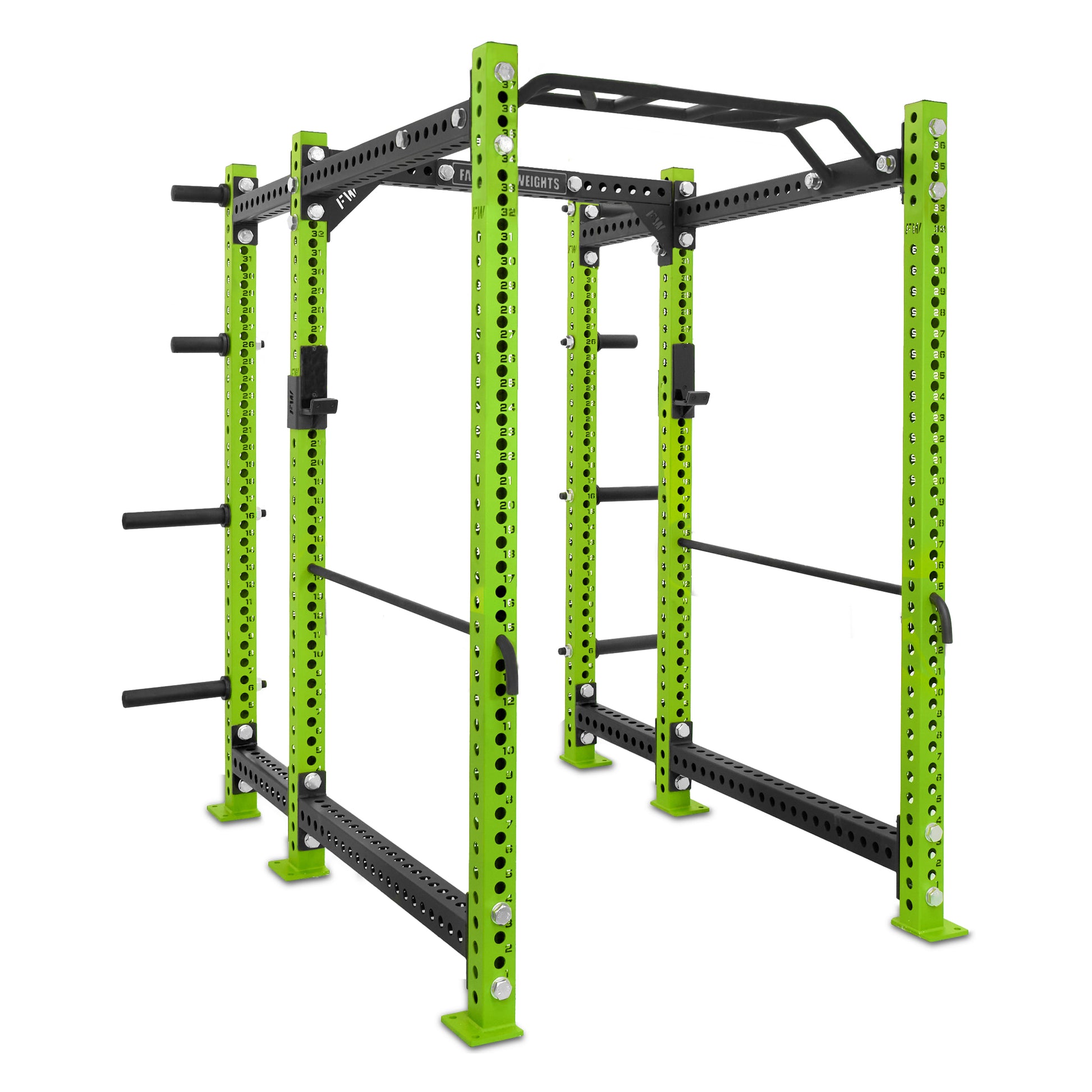 Short Power Rack with Storage Green Monkey Bar Safety Bars