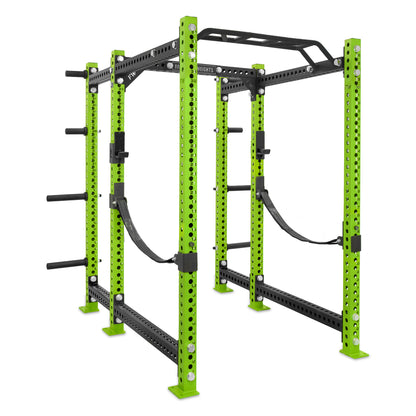 Short Power Rack with Storage Green Monkey Bar Webbed Catchers