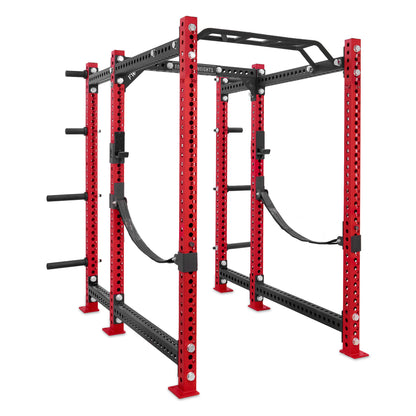 Short Power Rack with Storage Red Monkey Bar Webbed Catchers