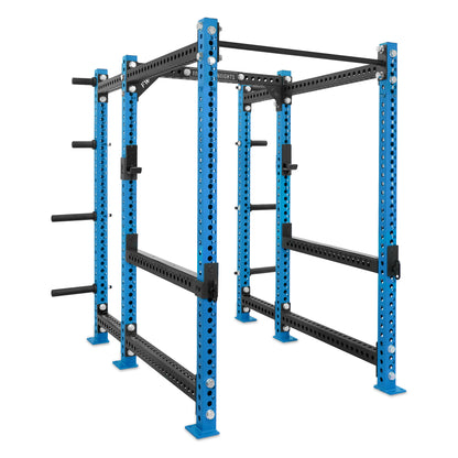 Short Power Rack with Storage Blue Standard Bar Flip Down Safety Bars
