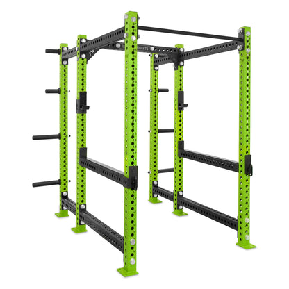 Short Power Rack with Storage Green Standard Bar Flip Down Safety Bars
