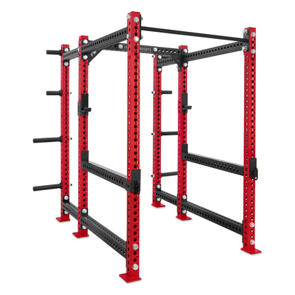 Short Power Rack with Storage Red Standard Bar Flip Down Safety Bars