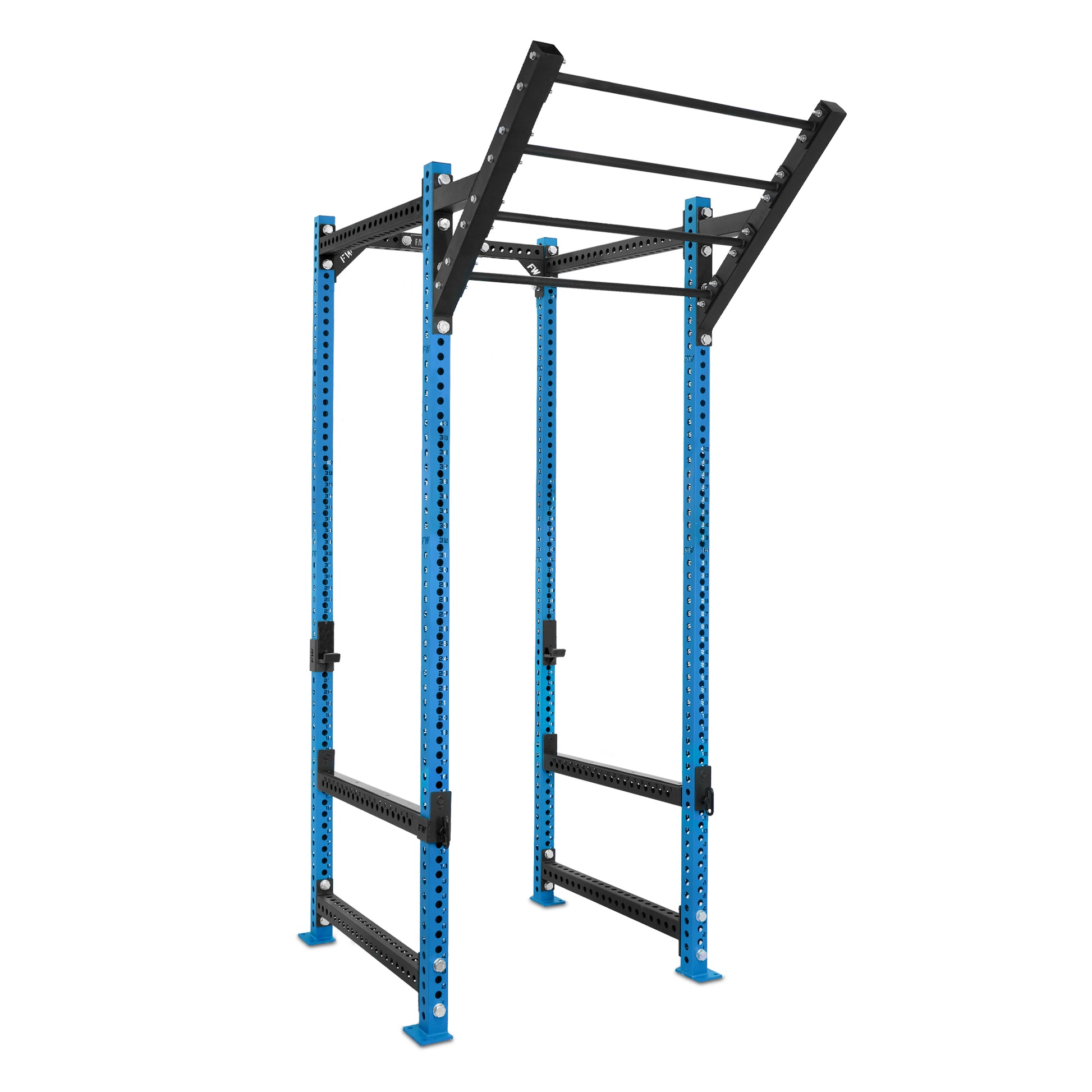 Tall Power Rack Blue Level Up Bar Flip Down Safety Bars