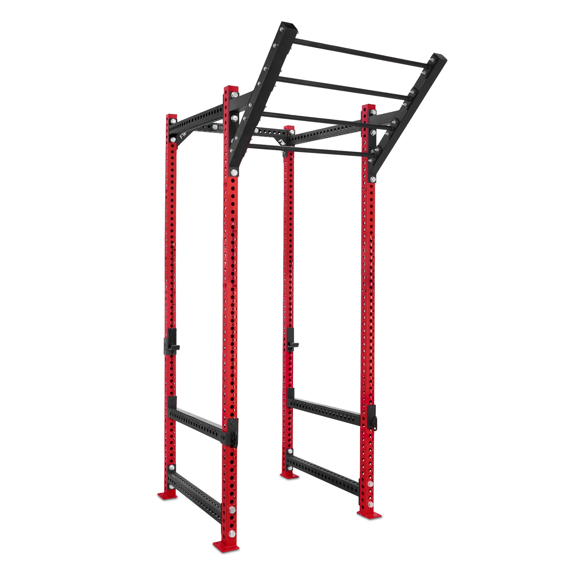 Tall Power Rack Red Level Up Bar Flip Down Safety Bars