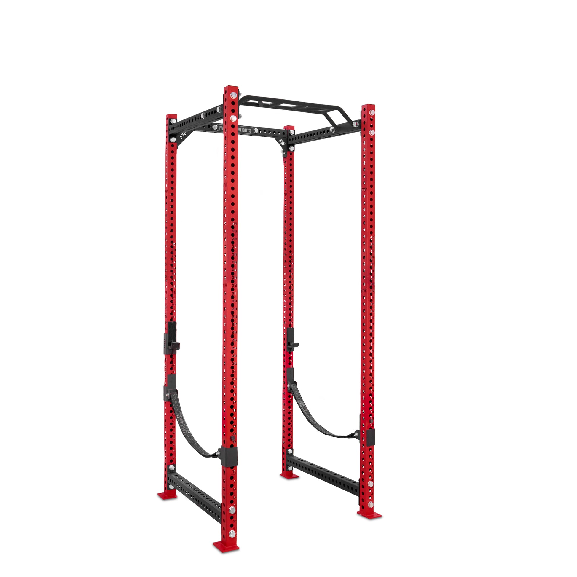 Tall Power Rack Red Monkey Bar Webbed Catchers