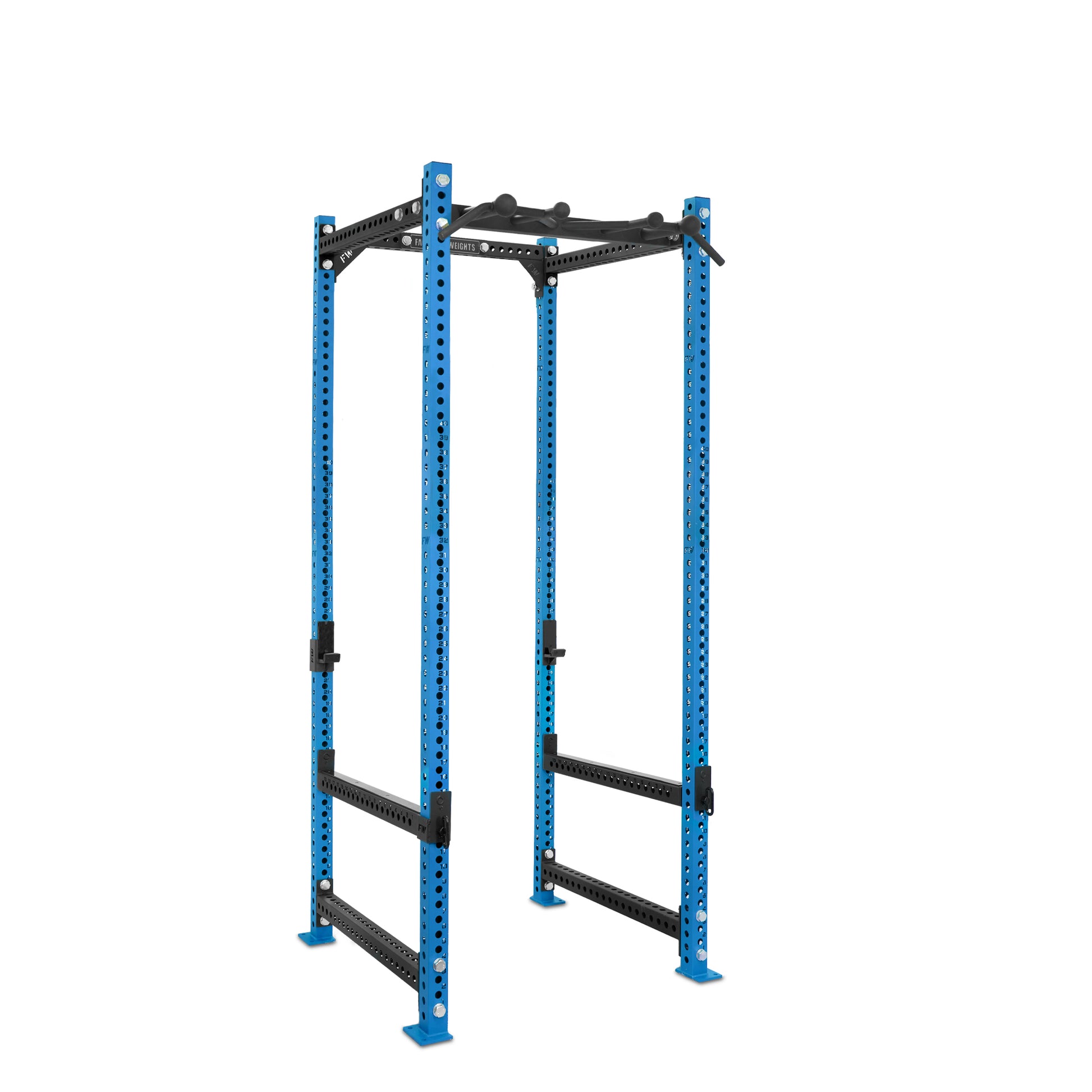 Tall Power Rack Blue Omni Bar Flip Down Safety Bars
