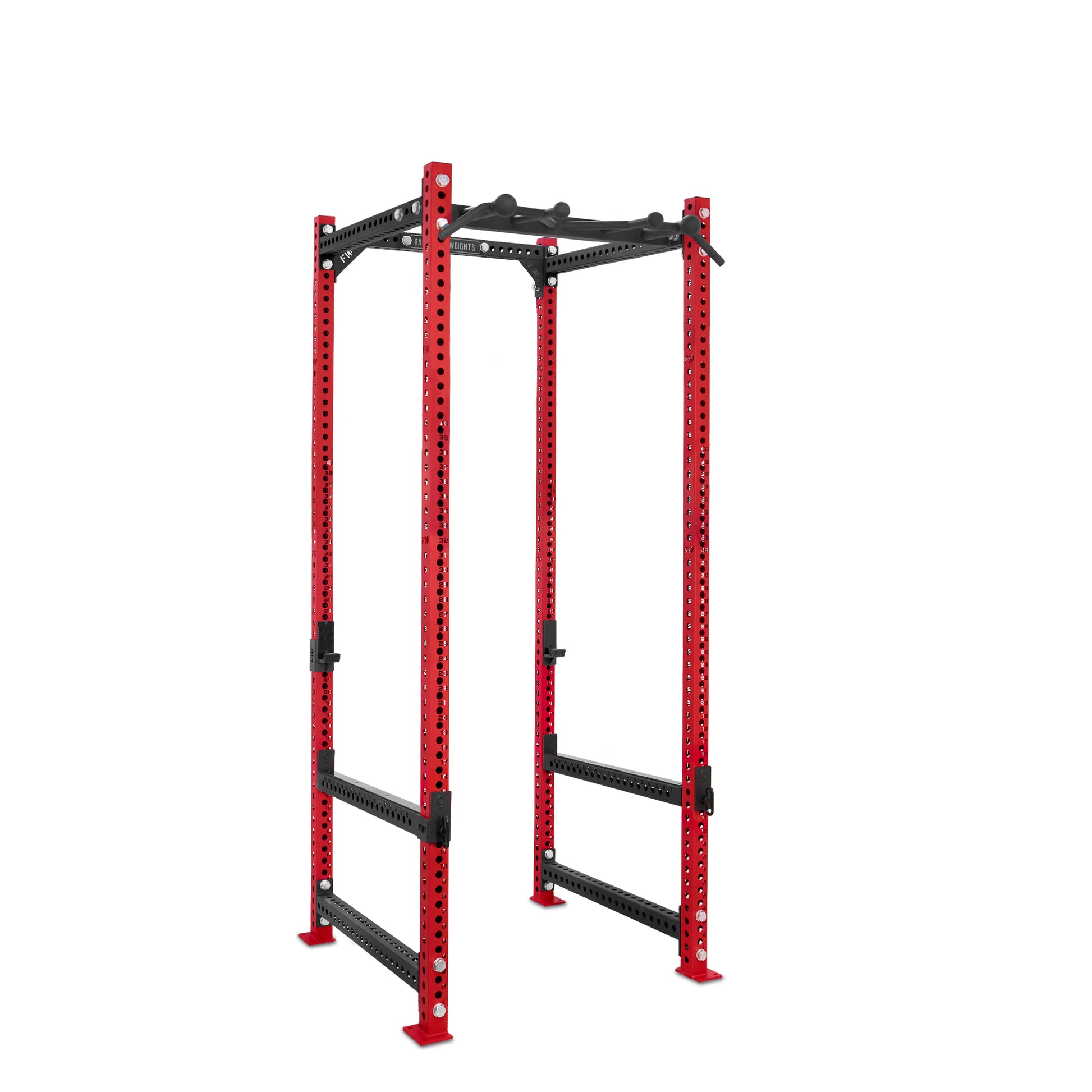 Tall Power Rack Red Omni Bar Flip Down Safety Bars