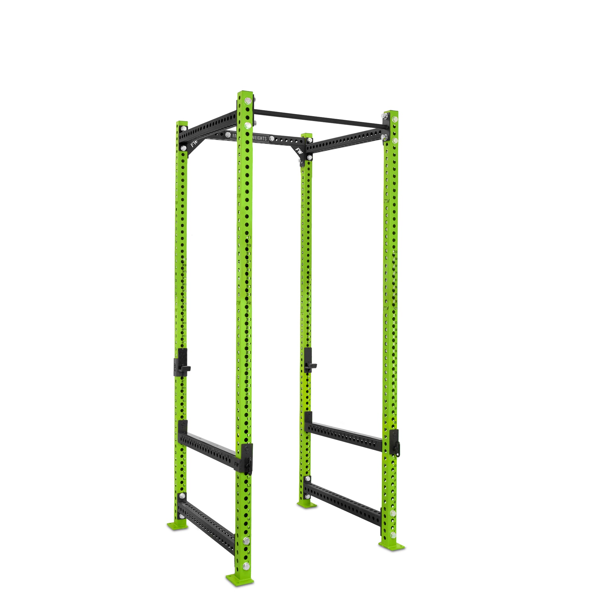 Tall Power Rack Green Standard Bar Flip Down Safety Bars
