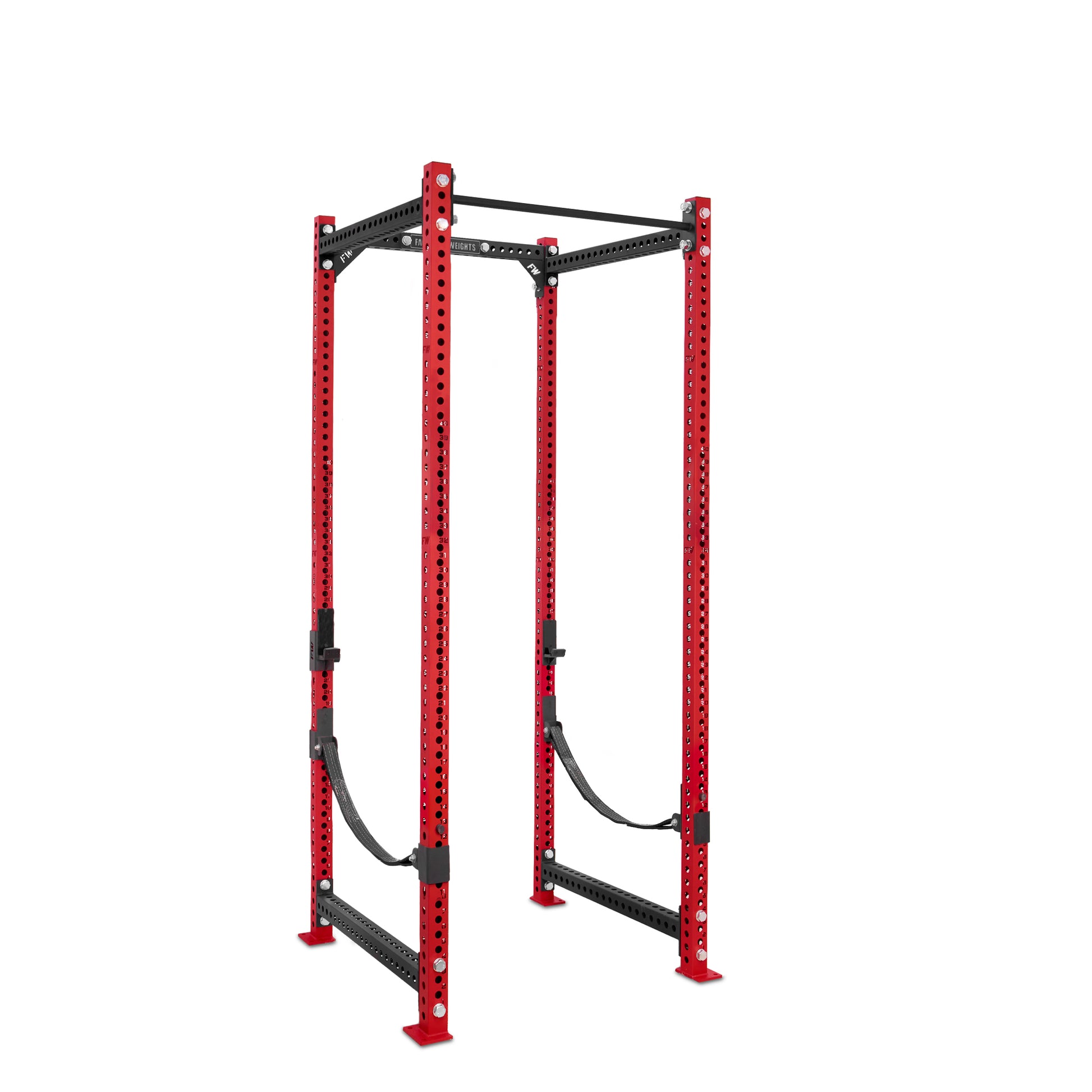 Tall Power Rack Red Standard Bar Webbed Catchers