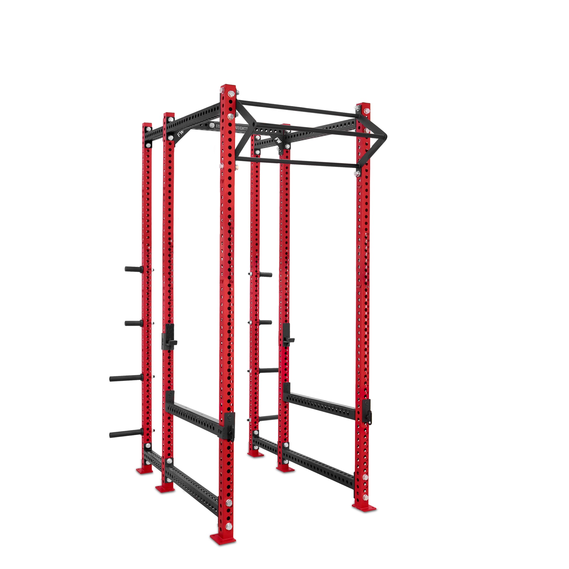 Tall Power Rack with Storage Red Filthy North Bar Flip Down Safety Bars