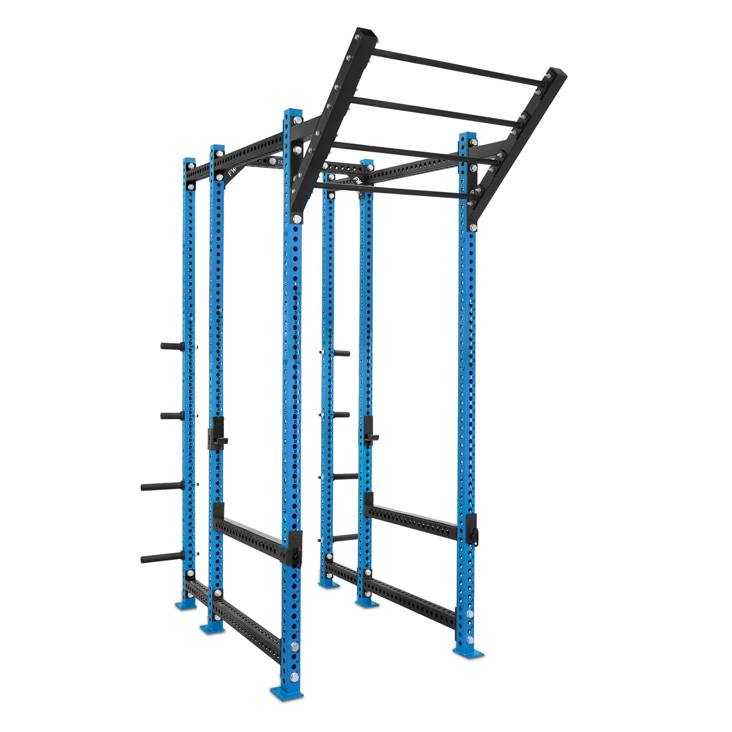 Tall Power Rack with Storage Blue Level Up Bar Flip Down Safety Bars