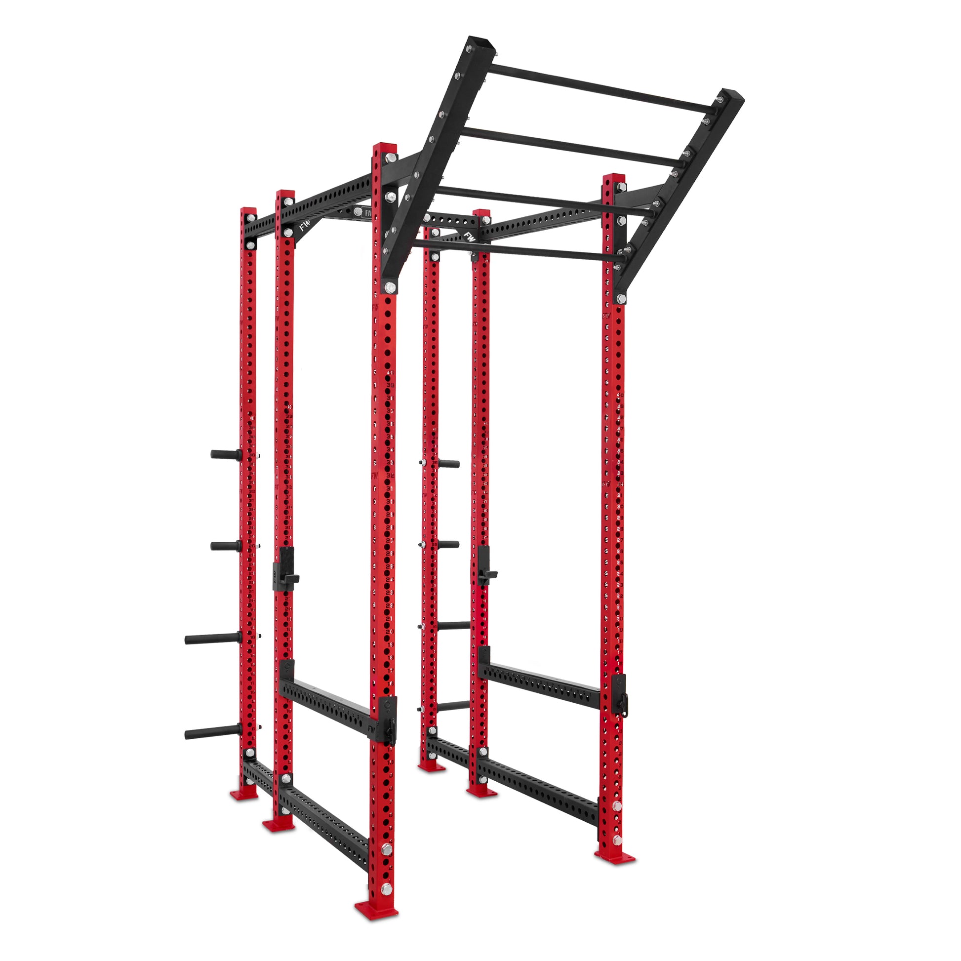 Tall Power Rack with Storage Red Level Up Bar Flip Down Safety Bars