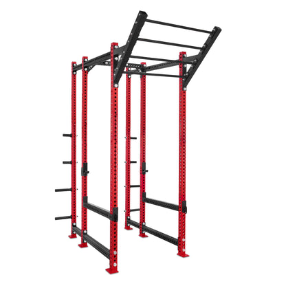 Tall Power Rack with Storage Red Level Up Bar Flip Down Safety Bars