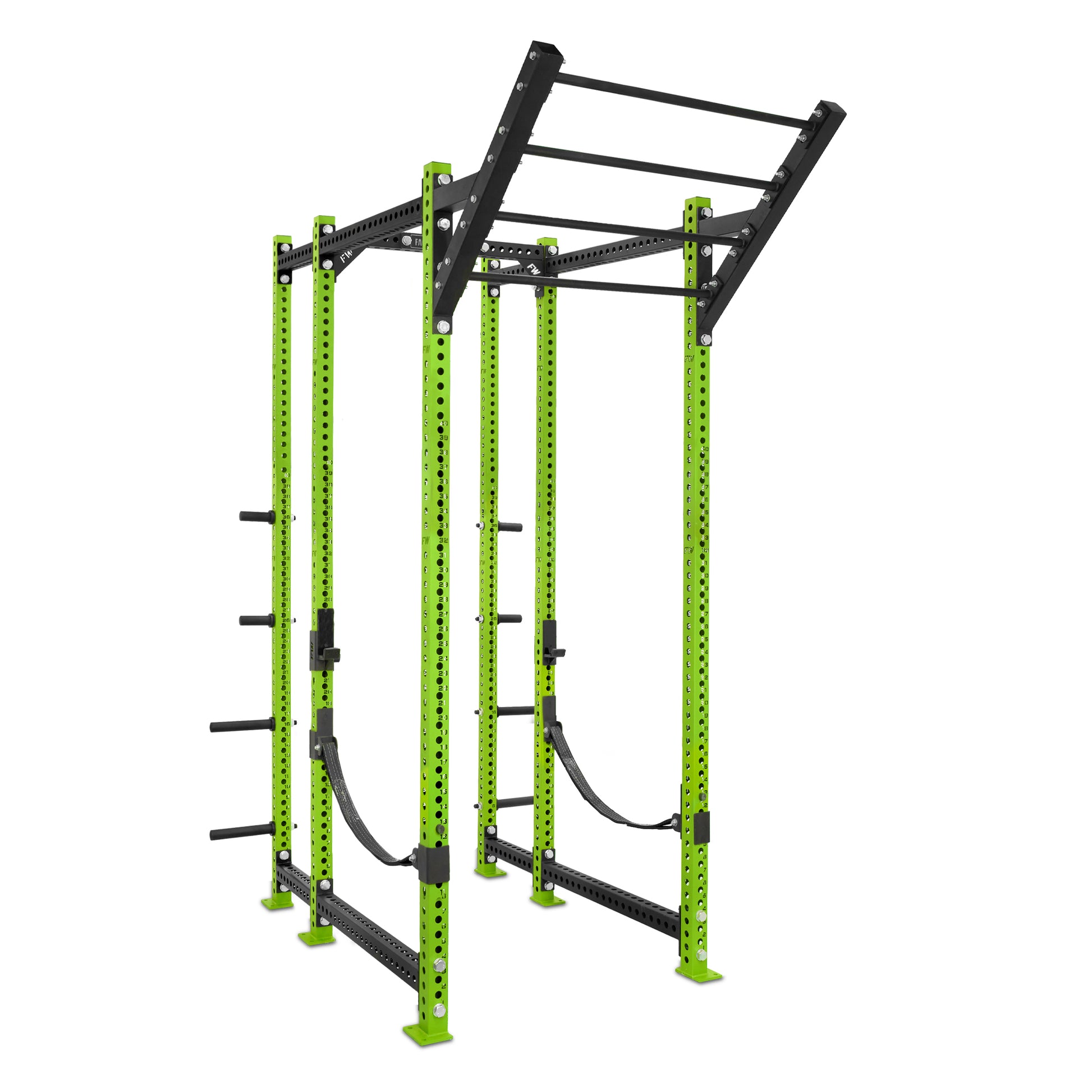 Tall Power Rack with Storage Green Level Up Bar Webbed Catchers