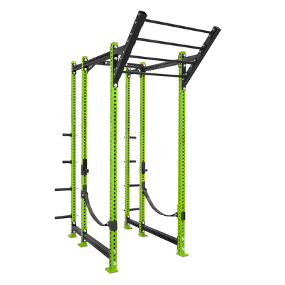 Tall Power Rack with Storage Green Level Up Bar Webbed Catchers