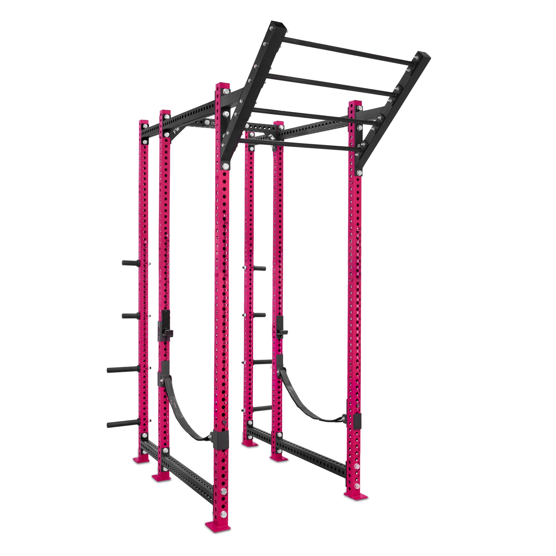 Tall Power Rack with Storage Pink Level Up Bar Webbed Catchers