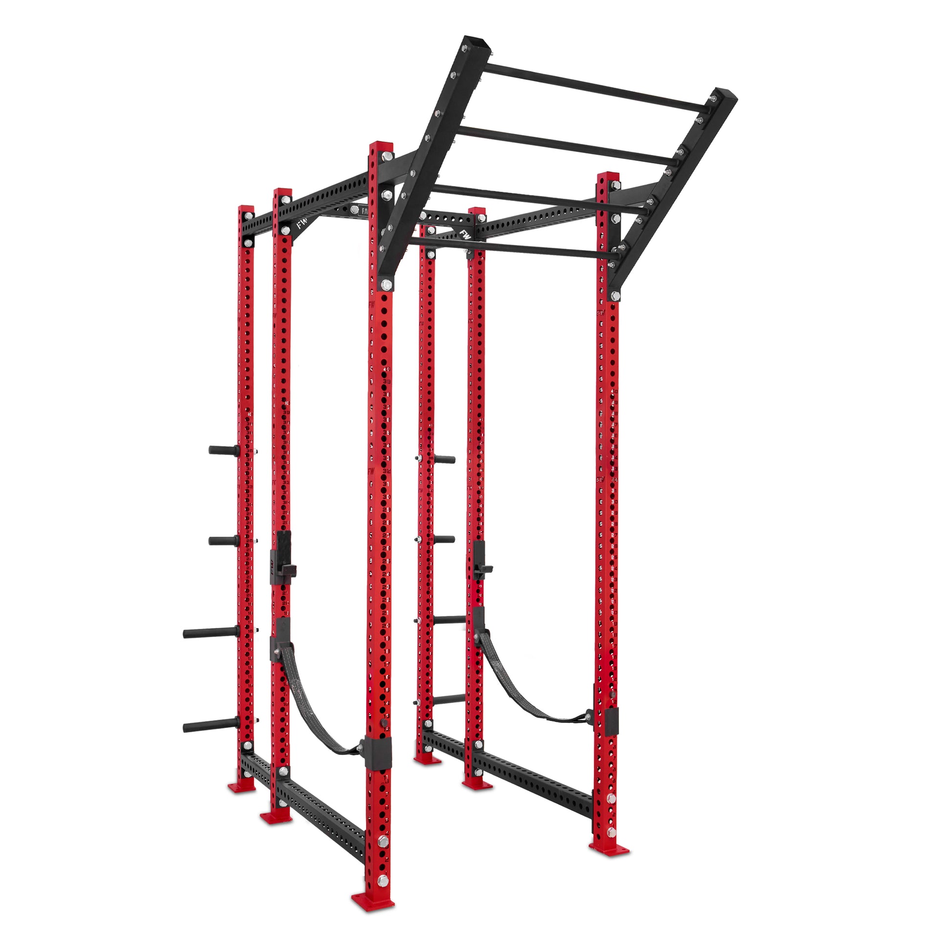 Tall Power Rack with Storage Red Level Up Bar Webbed Catchers