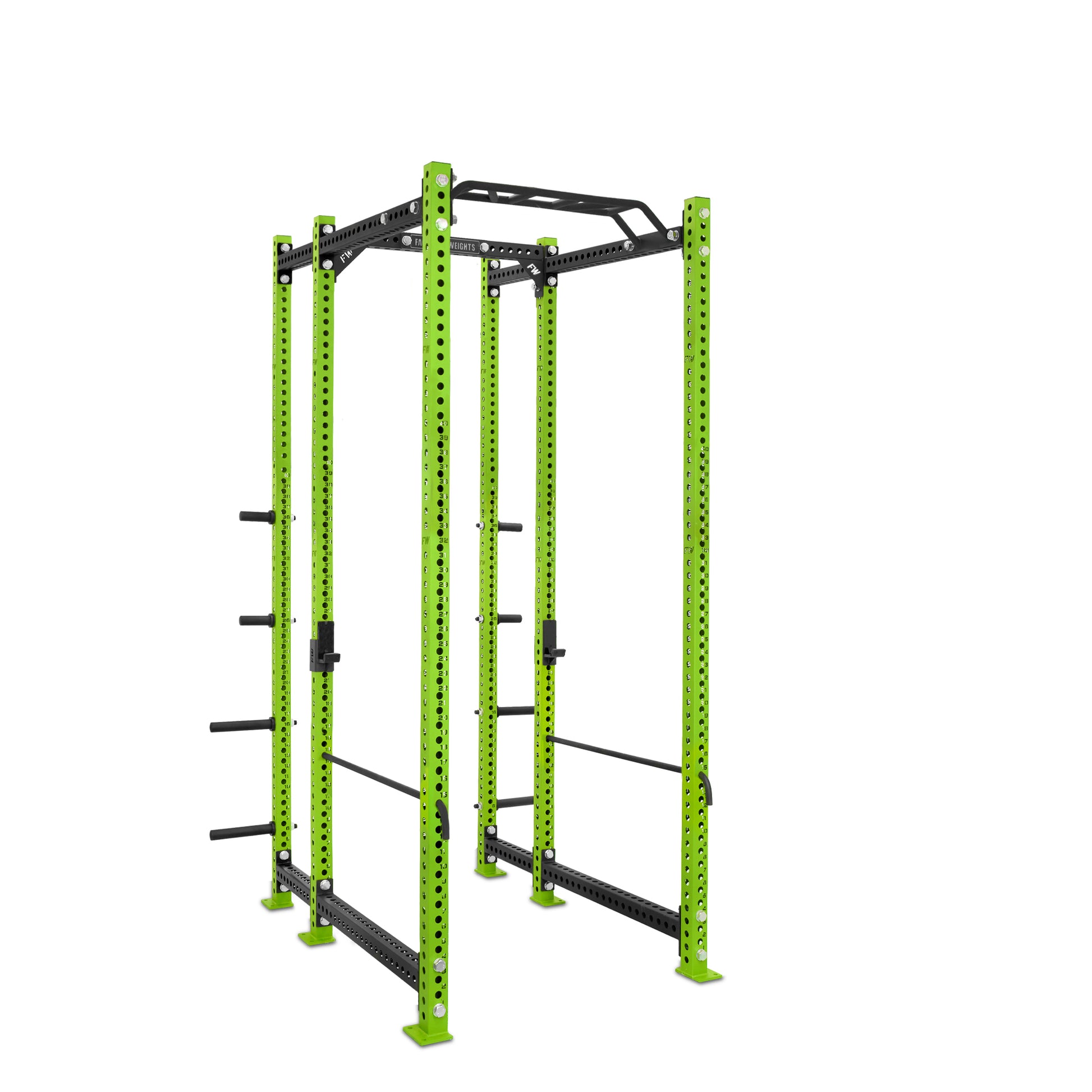 Tall Power Rack with Storage Green Monkey Bar Safety Bars