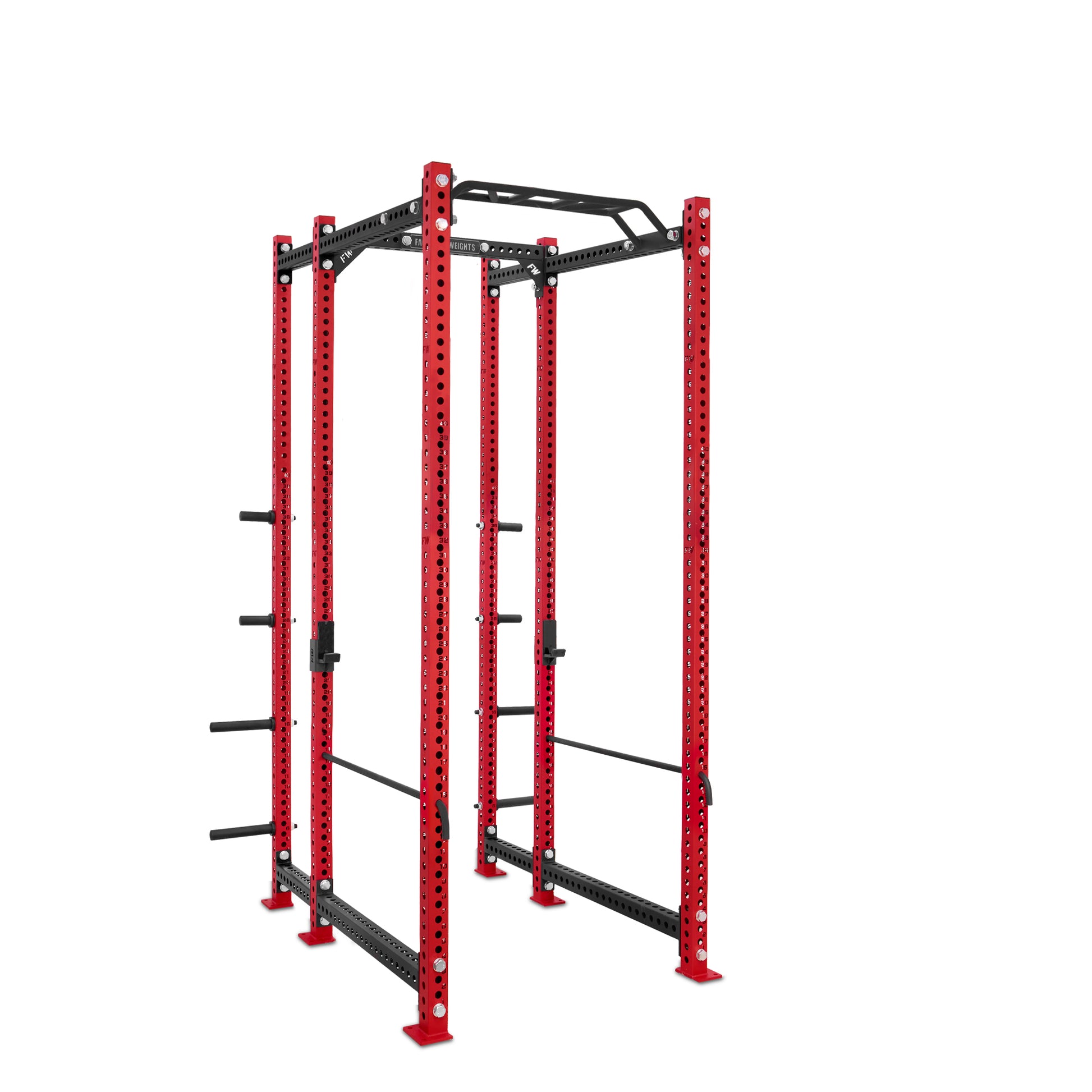 Tall Power Rack with Storage Red Monkey Bar Safety Bars
