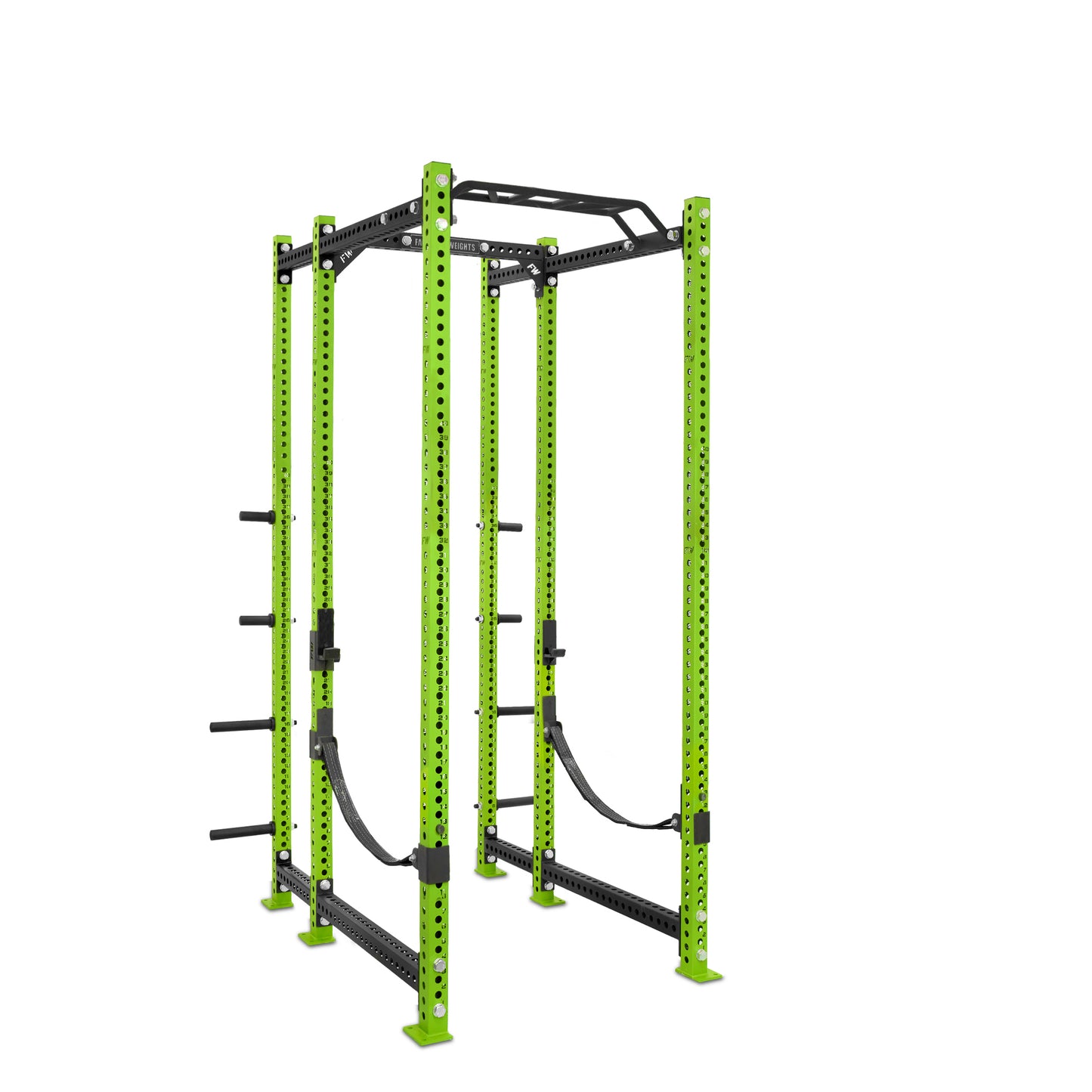 Tall Power Rack with Storage Green Monkey Bar Webbed Catchers