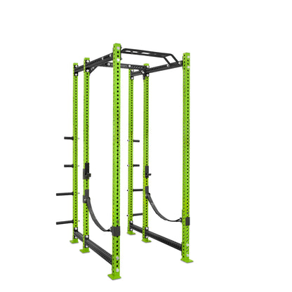 Tall Power Rack with Storage Green Monkey Bar Webbed Catchers