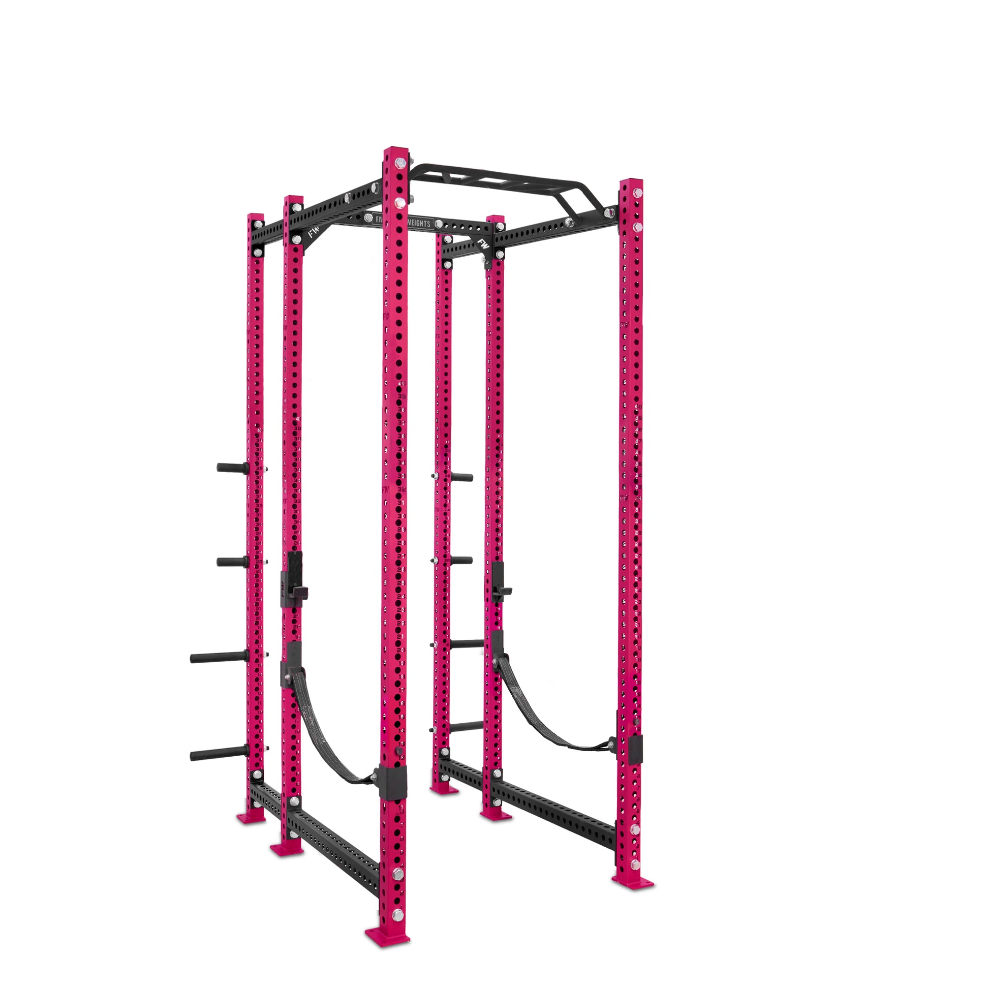 Tall Power Rack with Storage Pink Monkey Bar Webbed Catchers