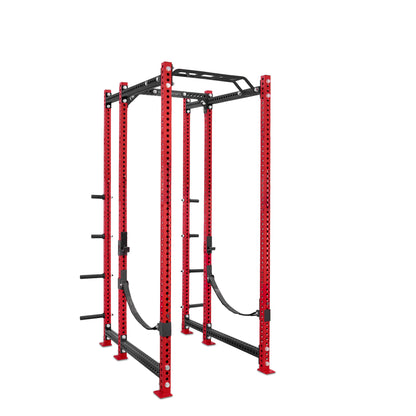 Tall Power Rack with Storage Red Monkey Bar Webbed Catchers