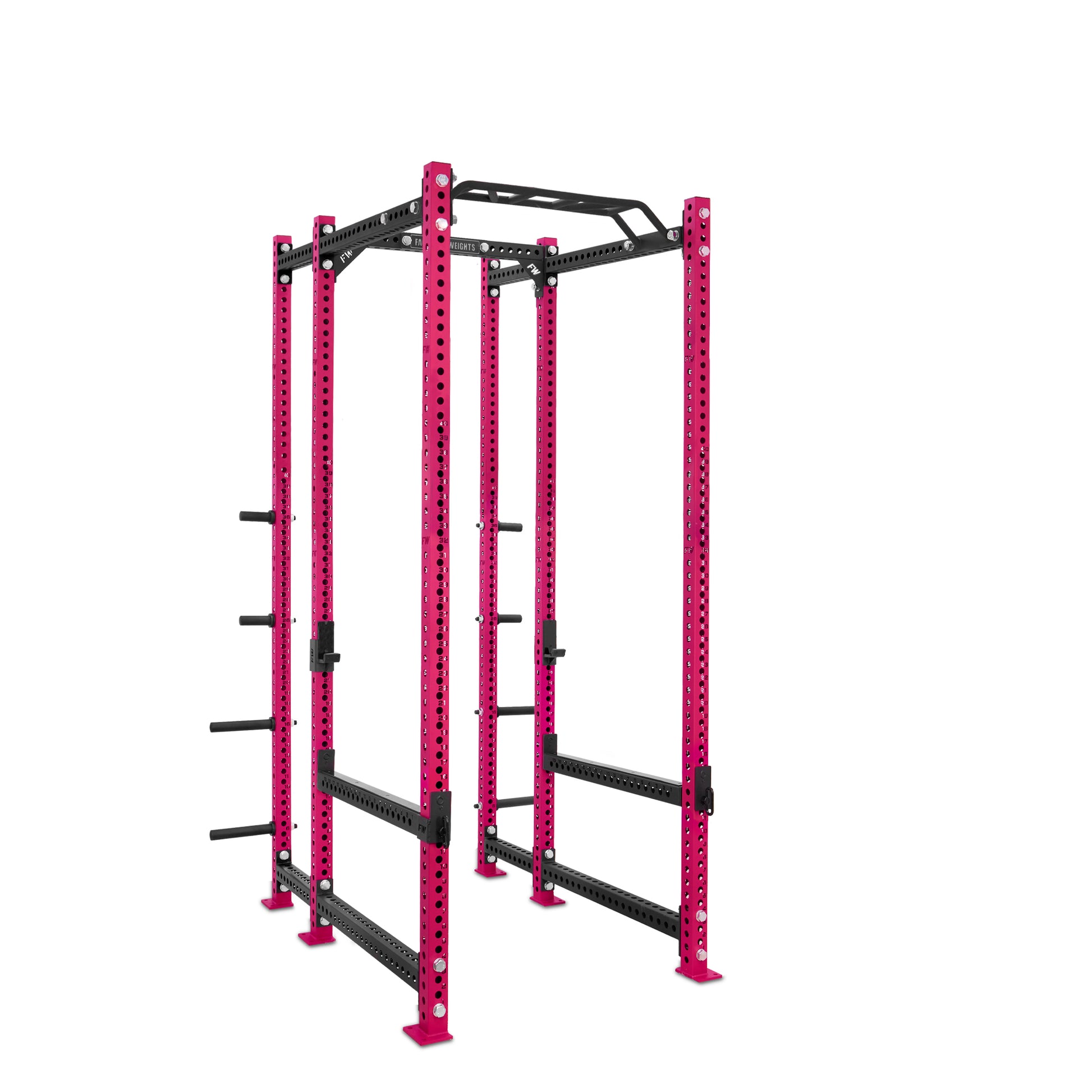 Tall Power Rack with Storage Pink Monkey Bar Flip Down Safety Bars